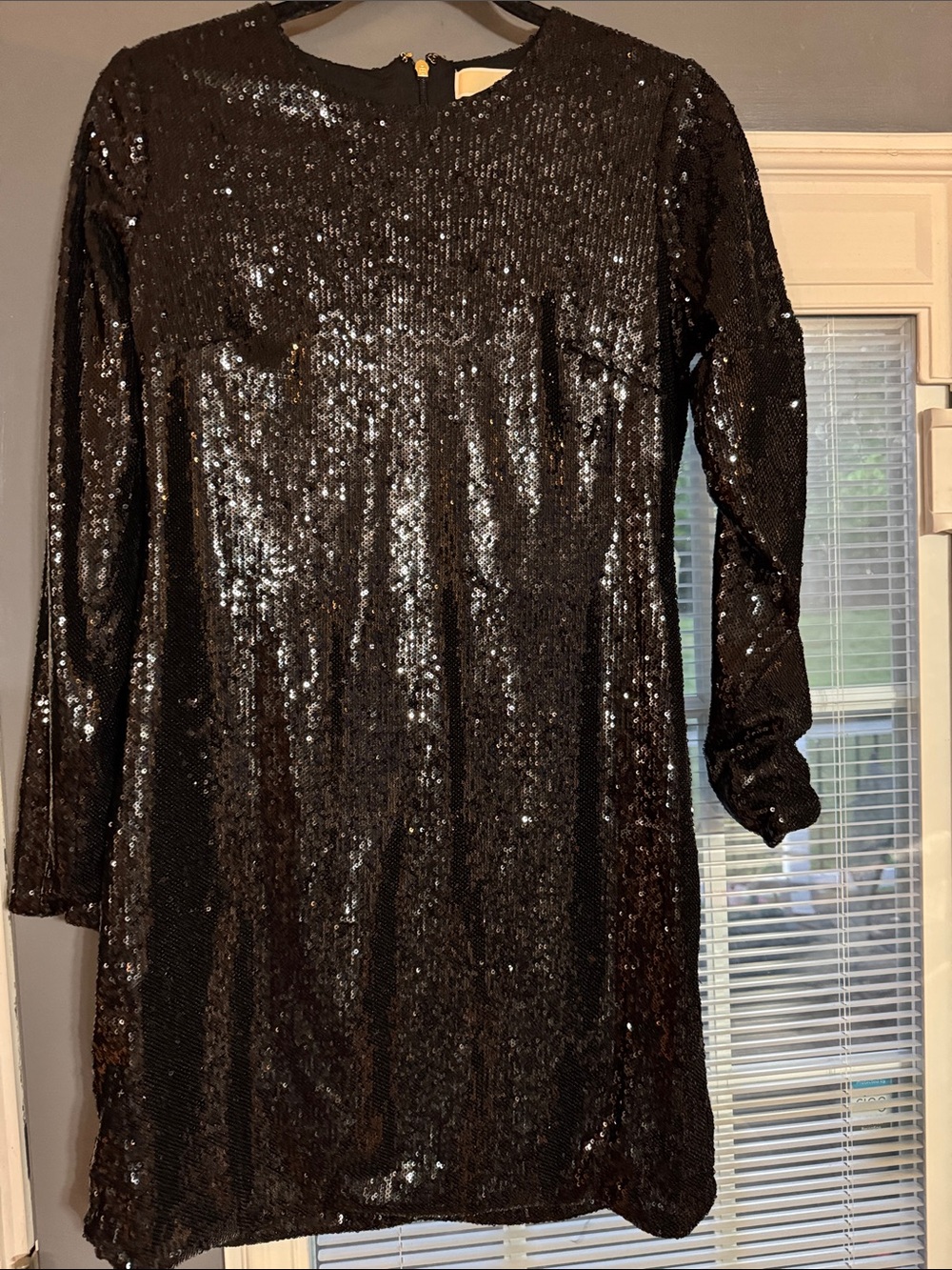Michael Kors Black Sequin Dress with Long Sleeves